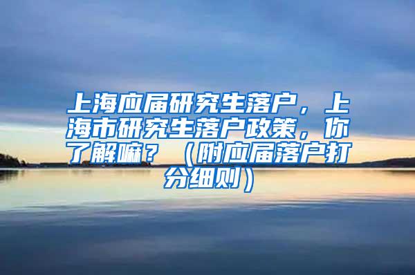 上海应届研究生落户，上海市研究生落户政策，你了解嘛？（附应届落户打分细则）