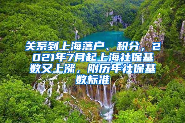关系到上海落户、积分，2021年7月起上海社保基数又上涨，附历年社保基数标准