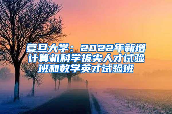 复旦大学：2022年新增计算机科学拔尖人才试验班和数学英才试验班