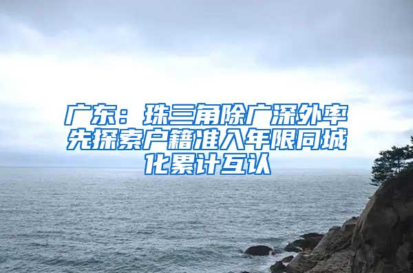 广东：珠三角除广深外率先探索户籍准入年限同城化累计互认