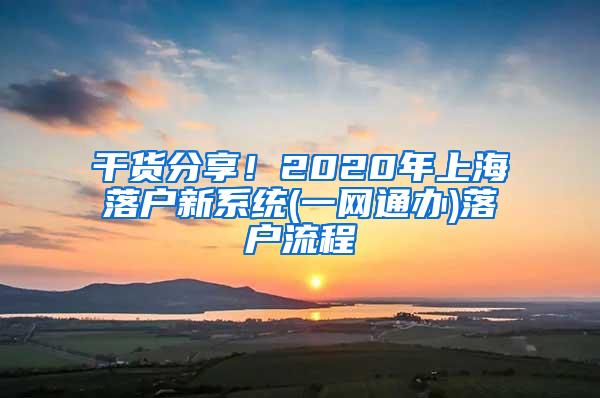 干货分享！2020年上海落户新系统(一网通办)落户流程