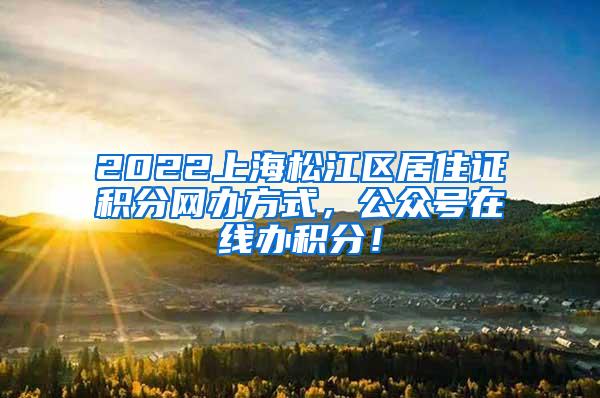 2022上海松江区居住证积分网办方式，公众号在线办积分！