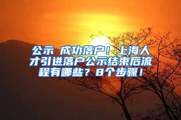 公示≠成功落户！上海人才引进落户公示结束后流程有哪些？8个步骤！