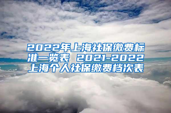 2022年上海社保缴费标准一览表 2021-2022上海个人社保缴费档次表