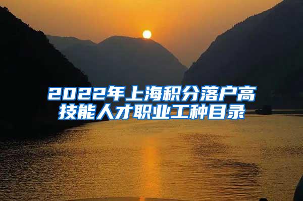 2022年上海积分落户高技能人才职业工种目录