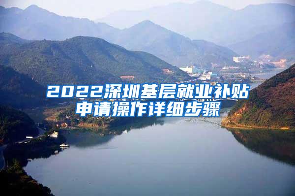 2022深圳基层就业补贴申请操作详细步骤