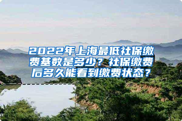 2022年上海最低社保缴费基数是多少？社保缴费后多久能看到缴费状态？