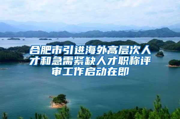 合肥市引进海外高层次人才和急需紧缺人才职称评审工作启动在即