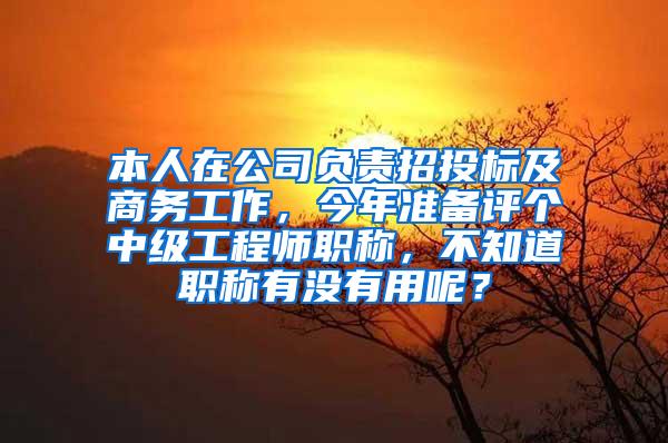 本人在公司负责招投标及商务工作，今年准备评个中级工程师职称，不知道职称有没有用呢？