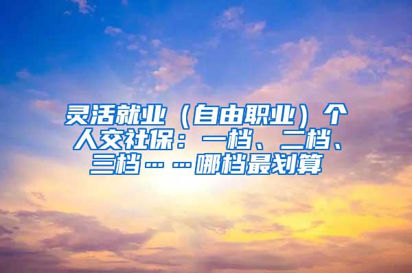 灵活就业（自由职业）个人交社保：一档、二档、三档……哪档最划算