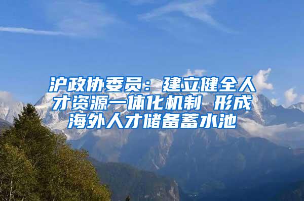 沪政协委员：建立健全人才资源一体化机制 形成海外人才储备蓄水池