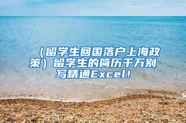 （留学生回国落户上海政策）留学生的简历千万别写精通Excel！