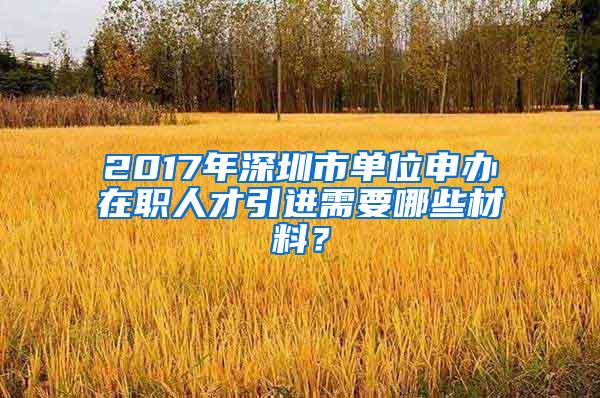 2017年深圳市单位申办在职人才引进需要哪些材料？