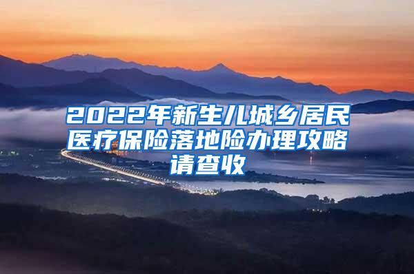 2022年新生儿城乡居民医疗保险落地险办理攻略请查收