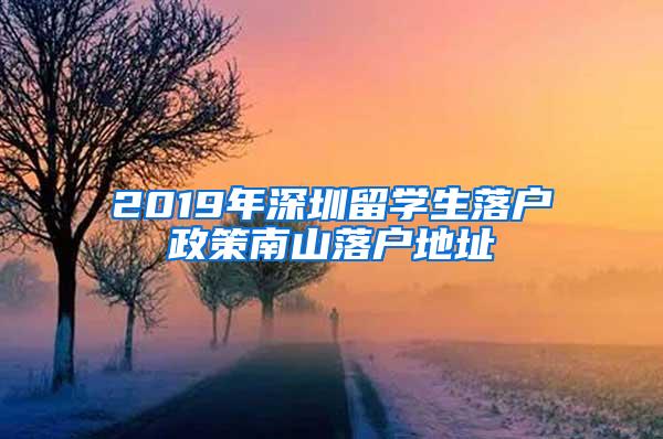 2019年深圳留学生落户政策南山落户地址