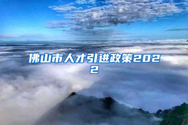 佛山市人才引进政策2022