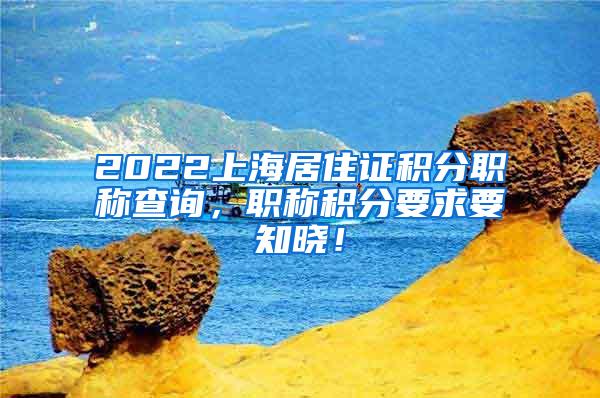 2022上海居住证积分职称查询，职称积分要求要知晓！