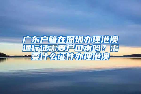 广东户籍在深圳办理港澳通行证需要户口本吗？需要什么证件办理港澳