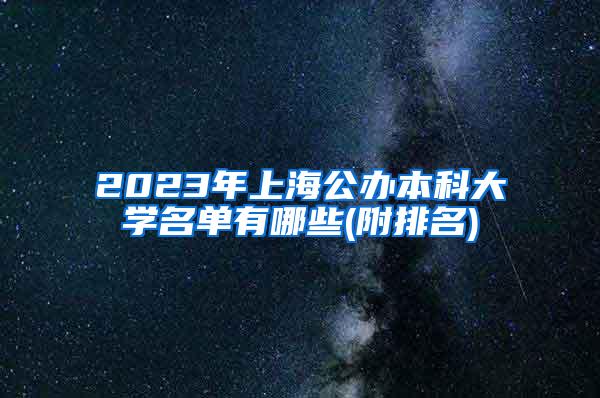 2023年上海公办本科大学名单有哪些(附排名)