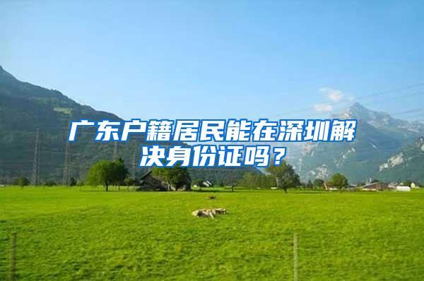 广东户籍居民能在深圳解决身份证吗？
