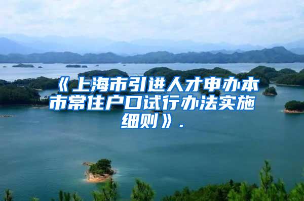 《上海市引进人才申办本市常住户口试行办法实施细则》.