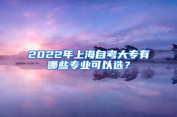 2022年上海自考大专有哪些专业可以选？