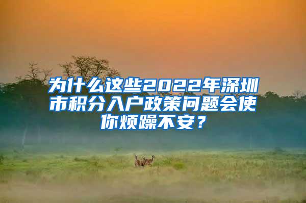 为什么这些2022年深圳市积分入户政策问题会使你烦躁不安？