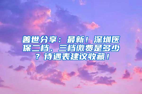 善世分享：最新！深圳医保二档、三档缴费是多少？待遇表建议收藏！