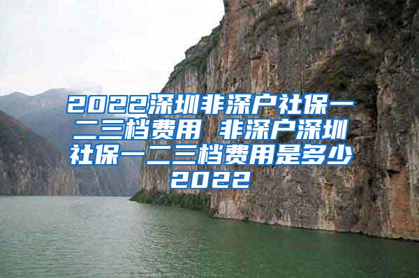 2022深圳非深户社保一二三档费用 非深户深圳社保一二三档费用是多少2022