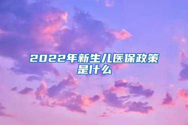 2022年新生儿医保政策是什么