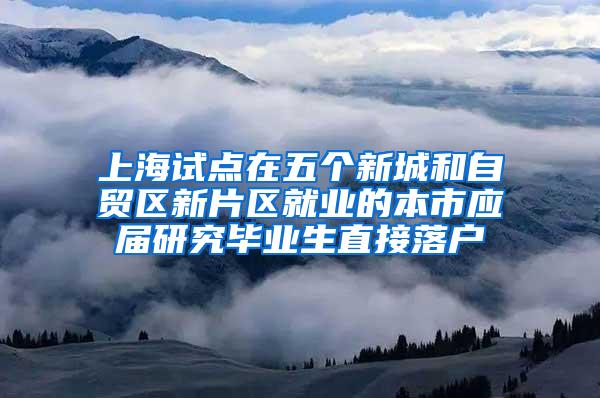 上海试点在五个新城和自贸区新片区就业的本市应届研究毕业生直接落户