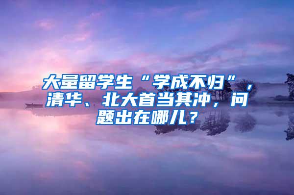 大量留学生“学成不归”，清华、北大首当其冲，问题出在哪儿？