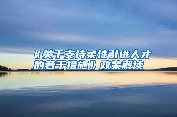 《关于支持柔性引进人才的若干措施》政策解读