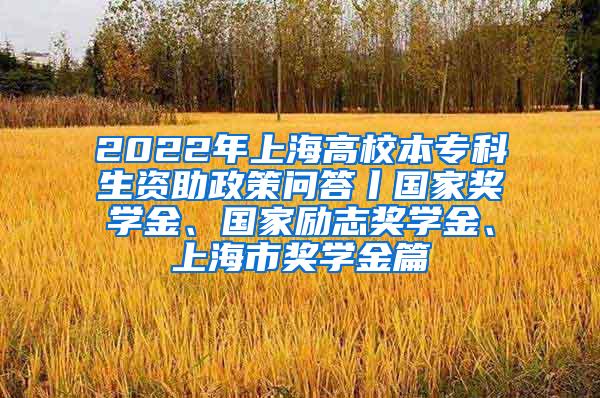 2022年上海高校本专科生资助政策问答丨国家奖学金、国家励志奖学金、上海市奖学金篇