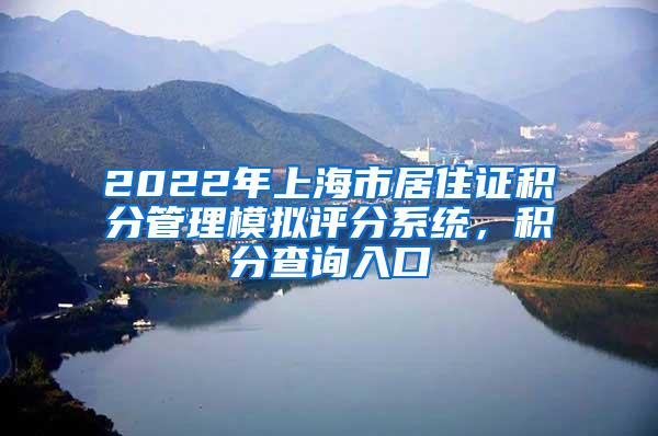 2022年上海市居住证积分管理模拟评分系统，积分查询入口