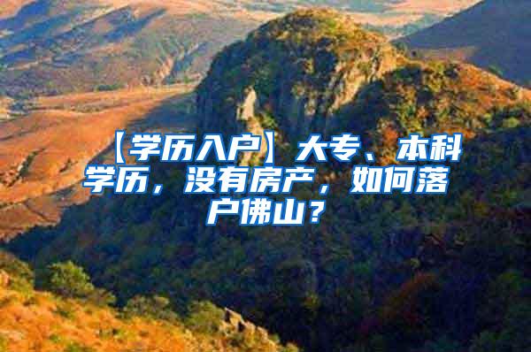 【学历入户】大专、本科学历，没有房产，如何落户佛山？