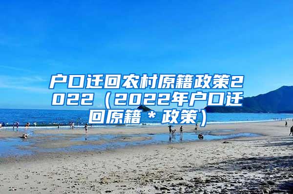 户口迁回农村原籍政策2022（2022年户口迁回原籍＊政策）