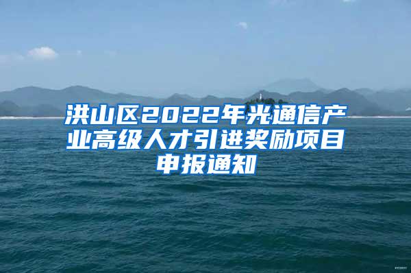 洪山区2022年光通信产业高级人才引进奖励项目申报通知