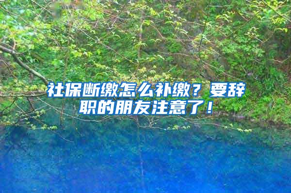 社保断缴怎么补缴？要辞职的朋友注意了！