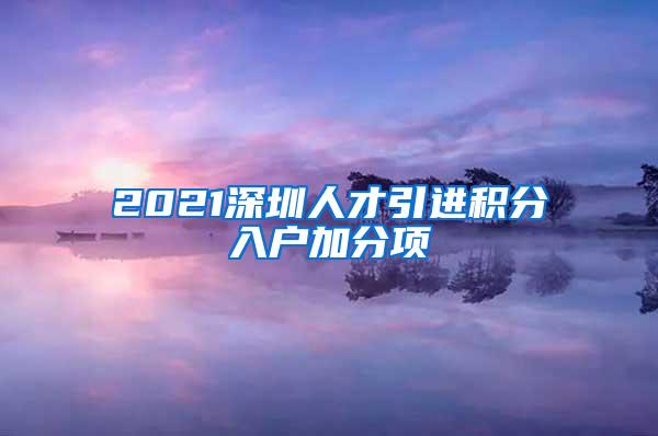 2021深圳人才引进积分入户加分项