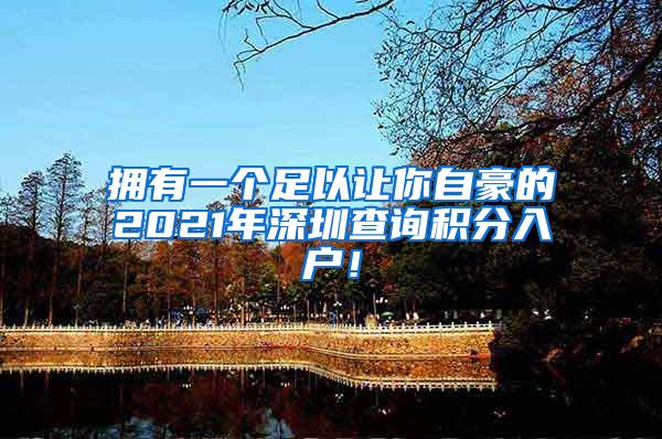 拥有一个足以让你自豪的2021年深圳查询积分入户！