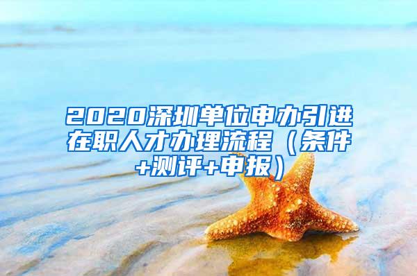2020深圳单位申办引进在职人才办理流程（条件+测评+申报）
