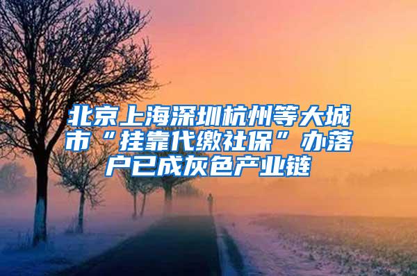 北京上海深圳杭州等大城市“挂靠代缴社保”办落户已成灰色产业链