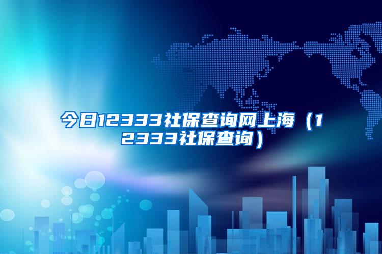 今日12333社保查询网上海（12333社保查询）