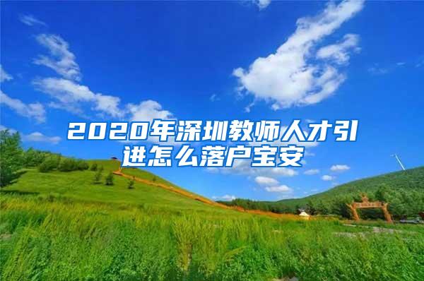2020年深圳教师人才引进怎么落户宝安