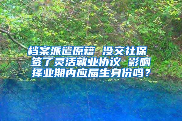 档案派遣原籍 没交社保 签了灵活就业协议 影响择业期内应届生身份吗？