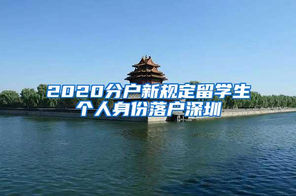 2020分户新规定留学生个人身份落户深圳