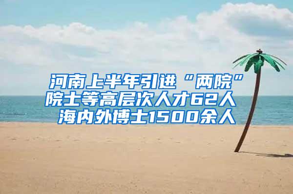 河南上半年引进“两院”院士等高层次人才62人 海内外博士1500余人