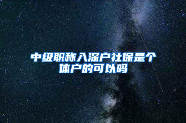 中级职称入深户社保是个体户的可以吗