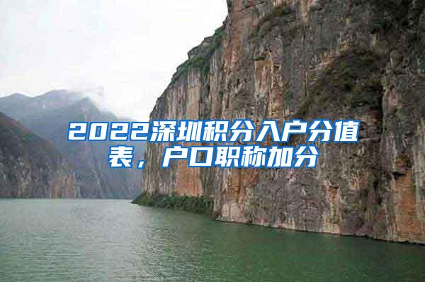 2022深圳积分入户分值表，户口职称加分